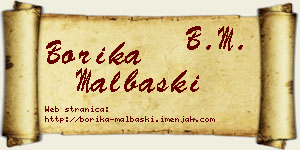 Borika Malbaški vizit kartica